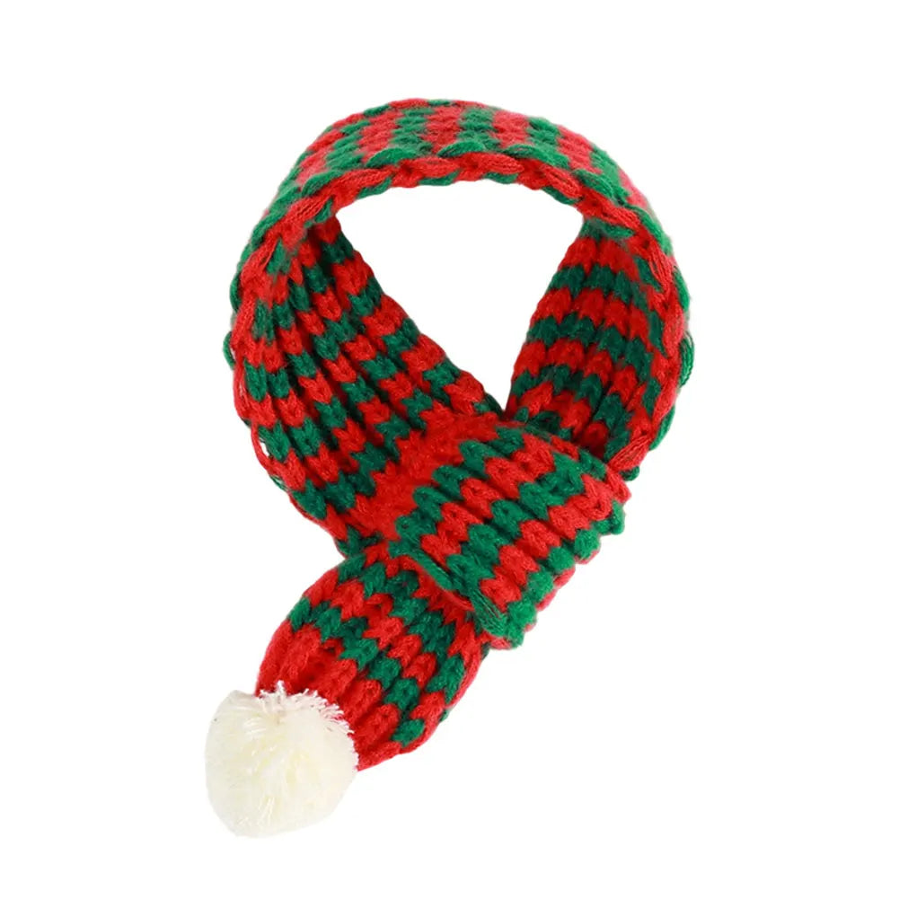 Winter Warm Knitted Pet Scarf Christmas Dog Scarf Universal Collar New Year Pet Scarf for Small Medium Dog Teddy Chihuahua HIP Red Green S
