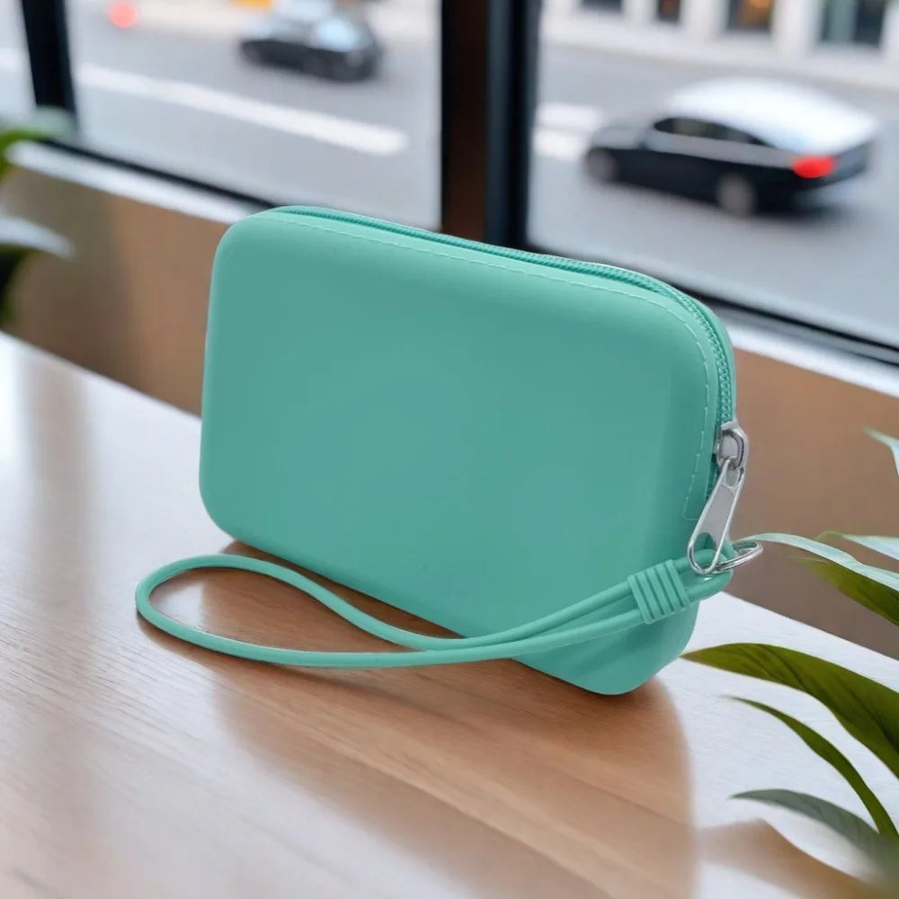 Rectangle Silicone Cosmetic Bag & Coin Purse for Women Silicone Cosmetic Bag HIP Green
