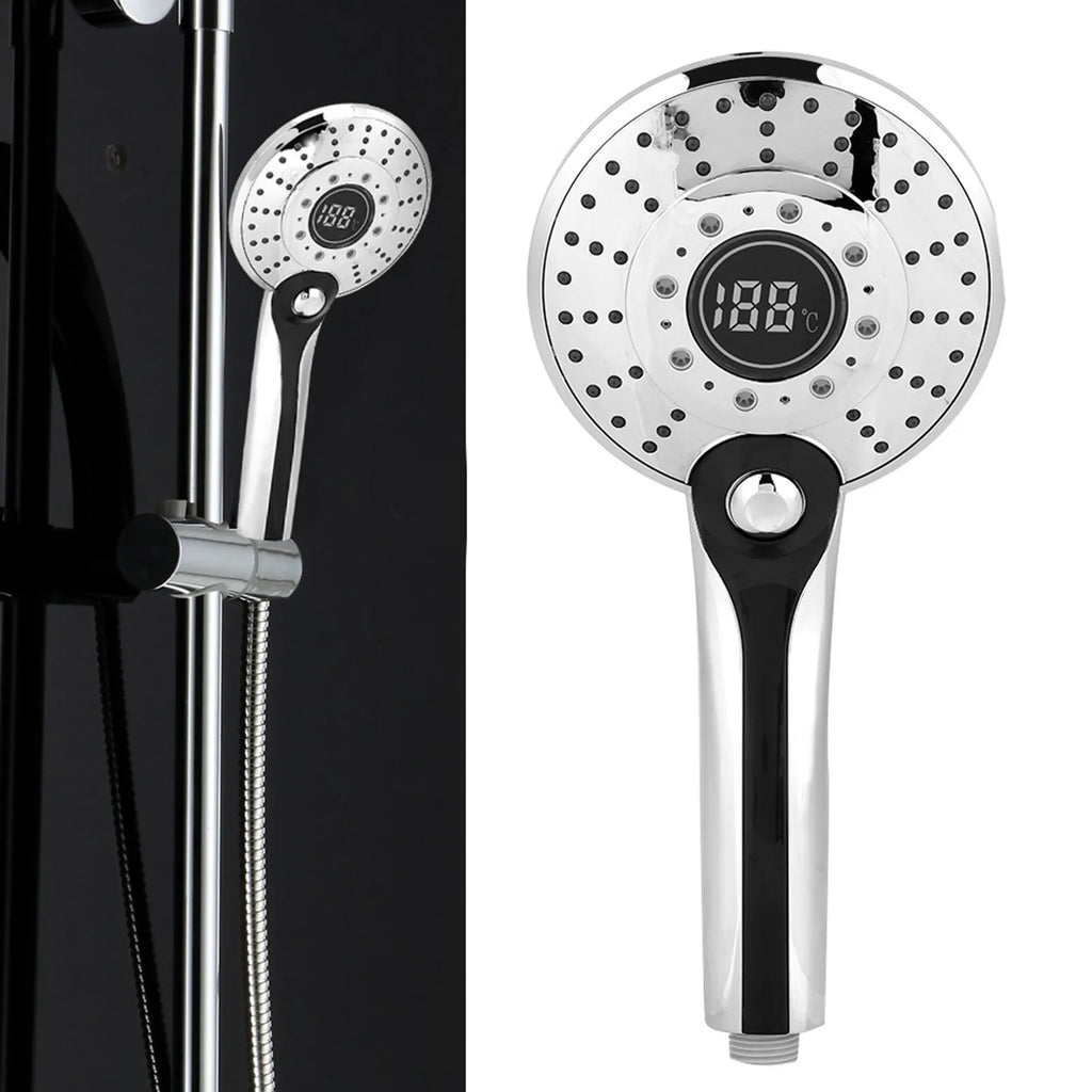 Digital Display Handheld Shower Head with 3-color Temperature Control LED Light 3 Spraying Mode Bathroom Spray Head HIP
