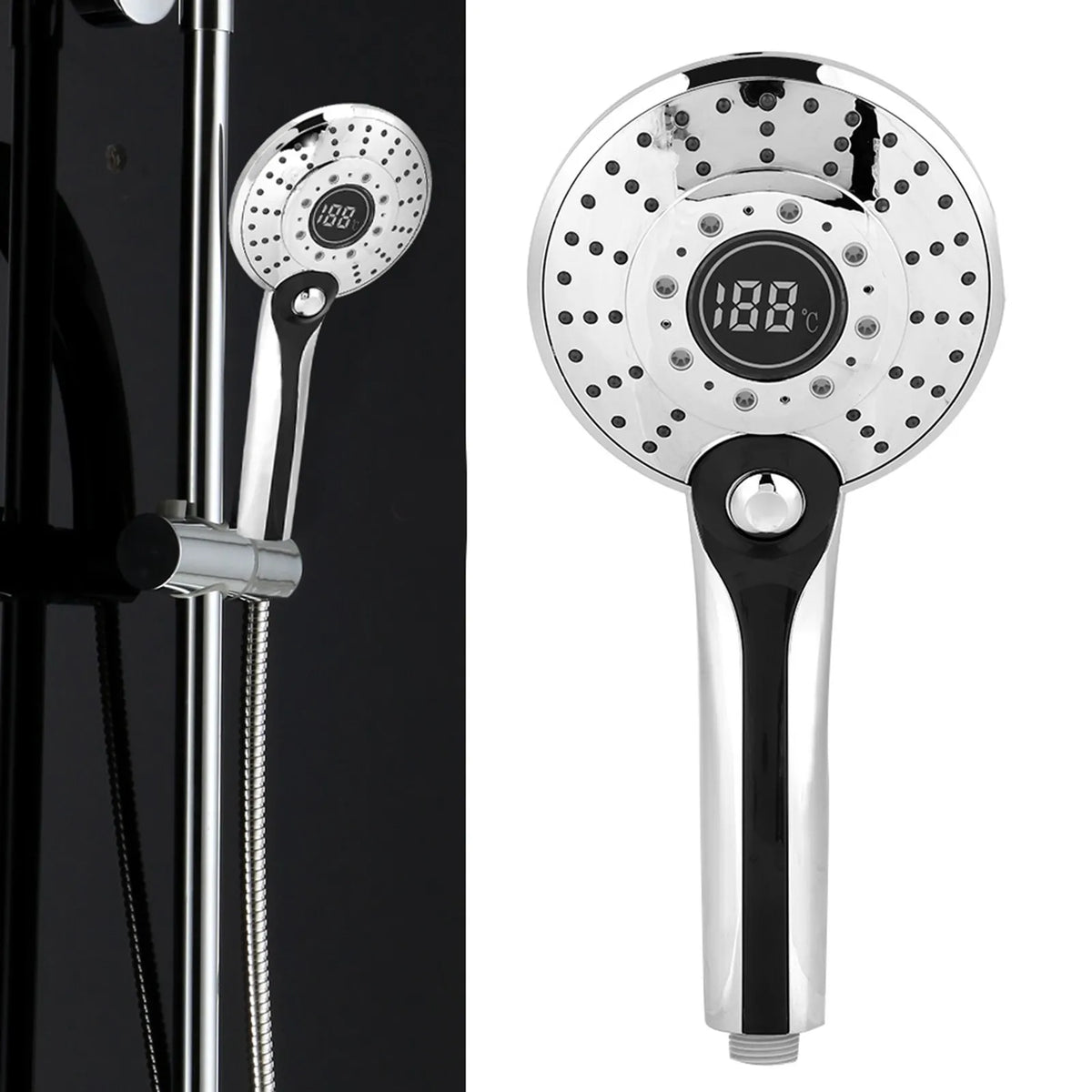 Digital Display Handheld Shower Head with 3-color Temperature Control LED Light 3 Spraying Mode Bathroom Spray Head HIP