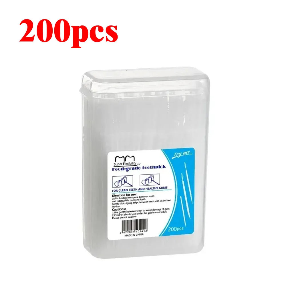 200-Pack Double-Ended Toothpicks & Interdental Brush | RUZOFO Interdental Toothpick HIP C685-White 200pcs