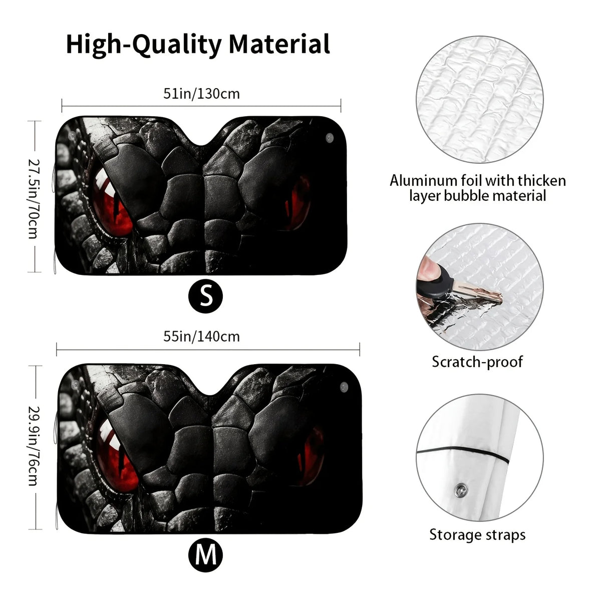 2D Black Snake Print Car Windshield Sunshade | UV Block Car Windshield Sunshade HIP