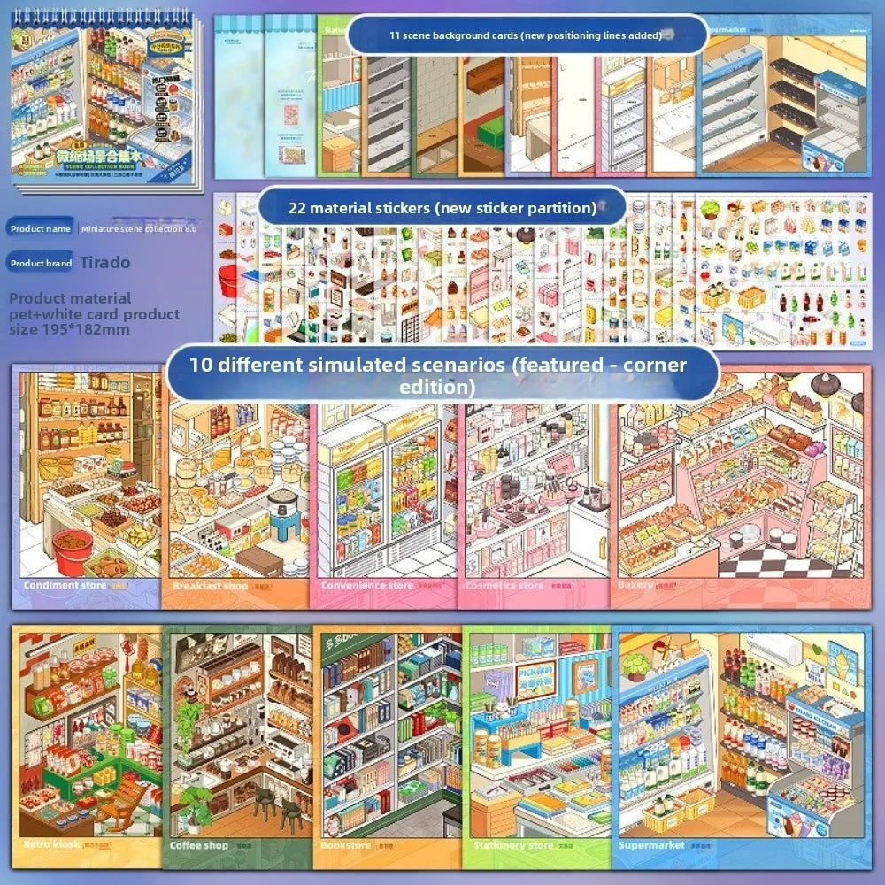3D Scenery Sticker Book – 10 Scenes, 33 Sheets | Pet Shop Craft Sticker Book HIP A