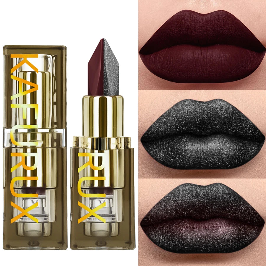 1PC Two-tone Sexy Red&Black Lipstick Glitter&matte Lip Sticks Nonstick Highly Pigmented Metallic Finish Lip Tint Makeup Giifts HIP 109
