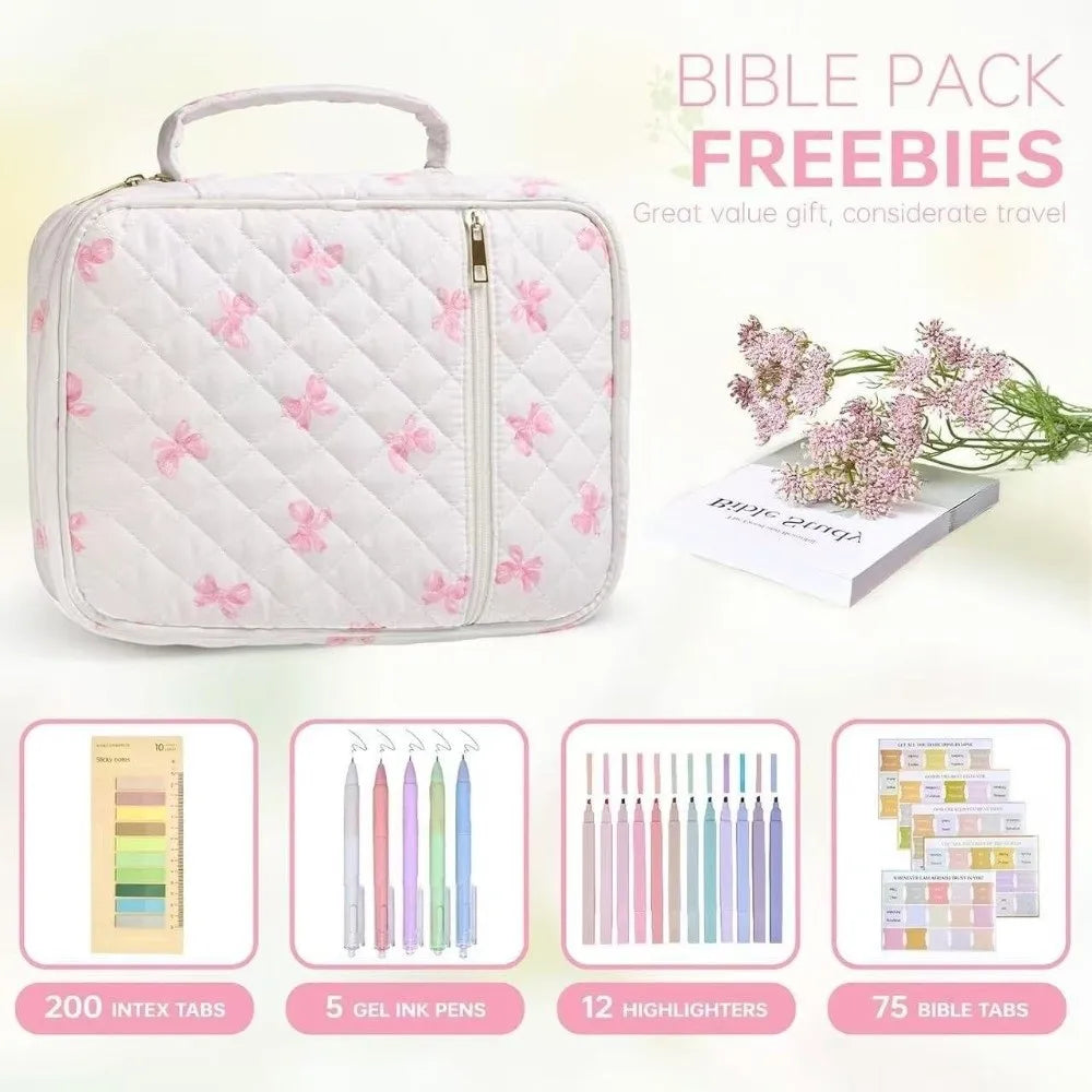 Floral Bible Cover Bag – Zipper Pocket, Handle, 100% Cotton Bible Cover Bag HIP