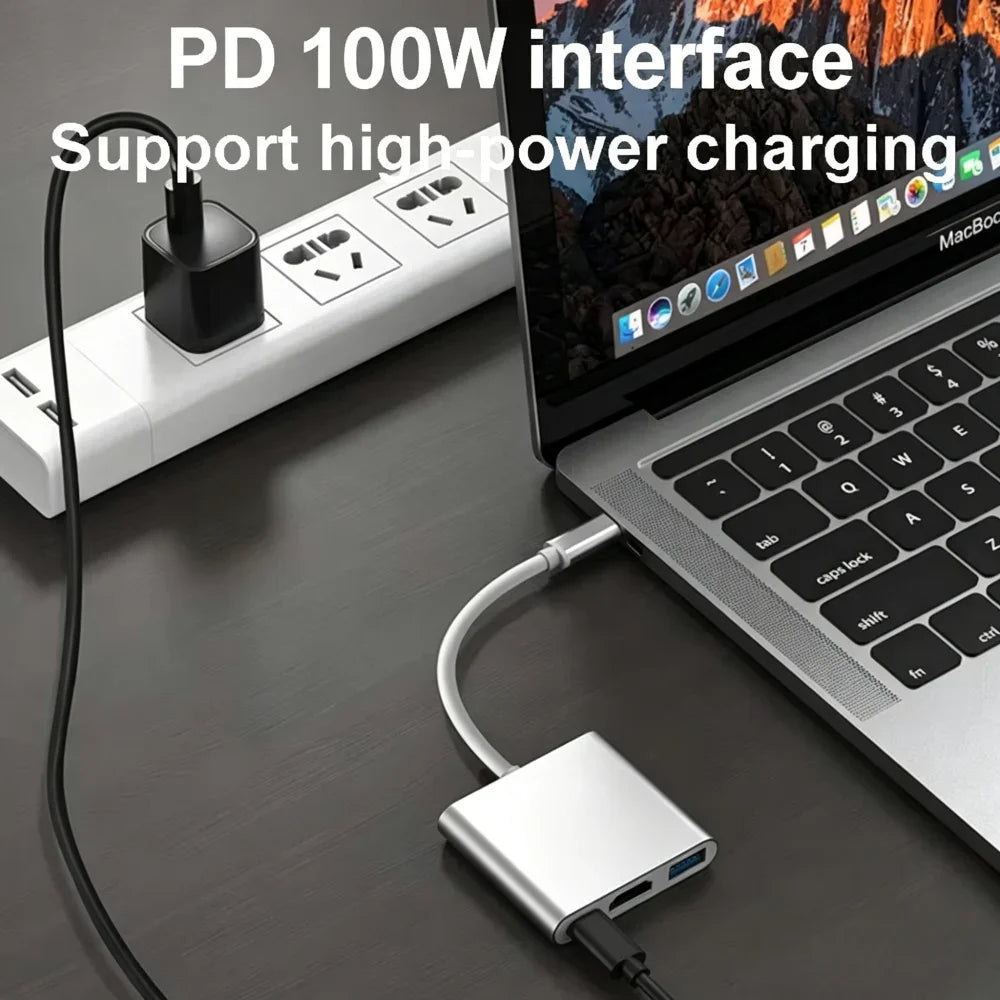 KEBIDUMEI USB-C Hub 3-in-1 – 4K HDMI, USB 3.0, PD 100W USB-C Docking Hub HIP