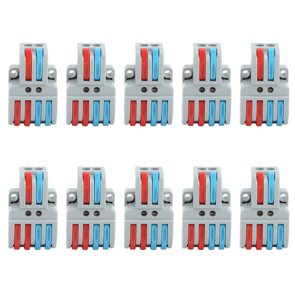 10PCS Cable Connector Color Quick Wiring 2 In 4 Out Terminal Block Connection LT‑422 Cable Connector Terminal HIP 10PCS