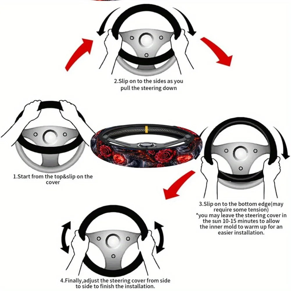 Gothic Dreamscape Printed Steering Wheel Cover | Anti-Slip Steering Wheel Cover HIP