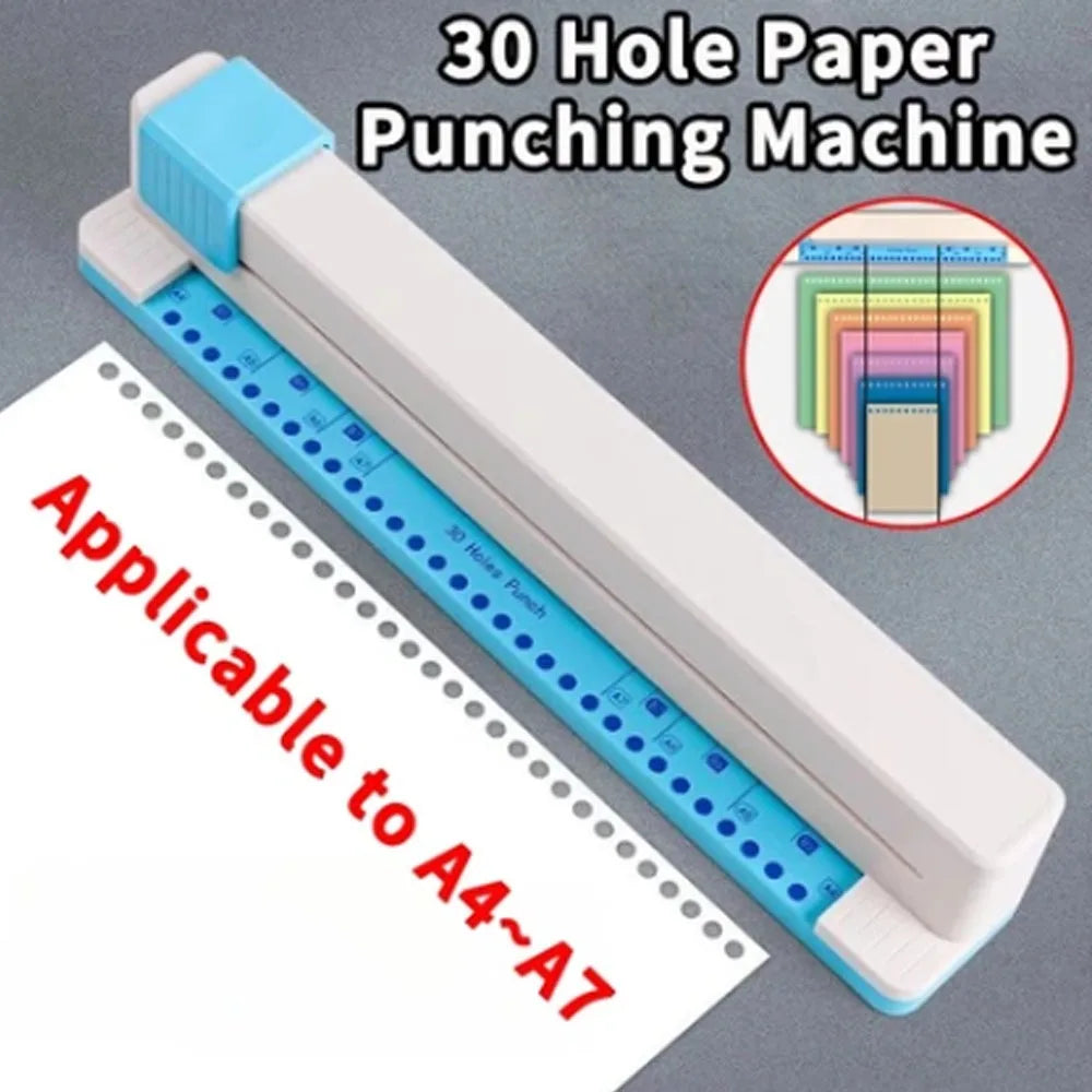 30-Hole Paper Punch Machine – Multi-Size Loose Leaf Puncher Manual Hole Punch HIP army green