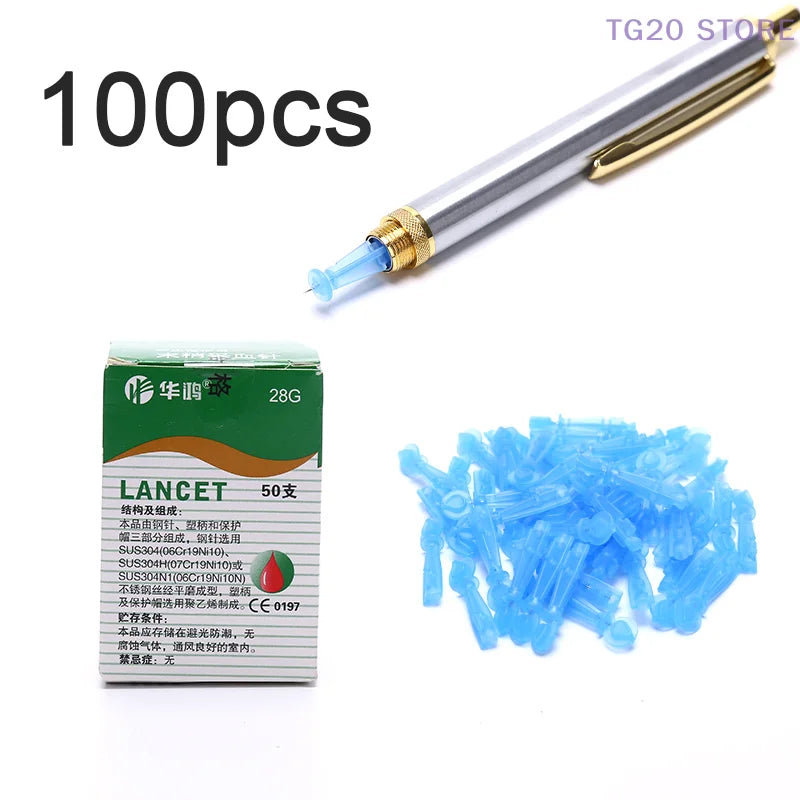 100-Pc Stainless Steel Lancet Needles & Acupuncture Pen Set Acupuncture Lancet Set HIP 100PCS