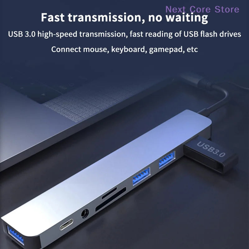 8-in-1 USB-C Hub – Audio Jack, TF Card Reader & USB 3.0 USB-C Hub Adapter HIP