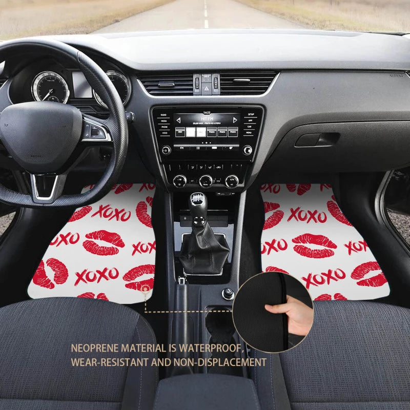 Red Lips XOXO Car Floor Mats – 4-Piece Non-Slip All-Weather Car Floor Mats HIP