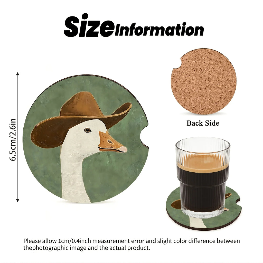 Cowboy Goose Car Cup Holder Mats – Set of 2 Non-Slip Coasters Car Cup Holder Mats HIP
