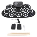 Drum Pads with Speakers Roll Up Drum Set Electronic Drum Set USB Rechargeable Speaker Kids Roll Up Drum Practice Pad White HIP A