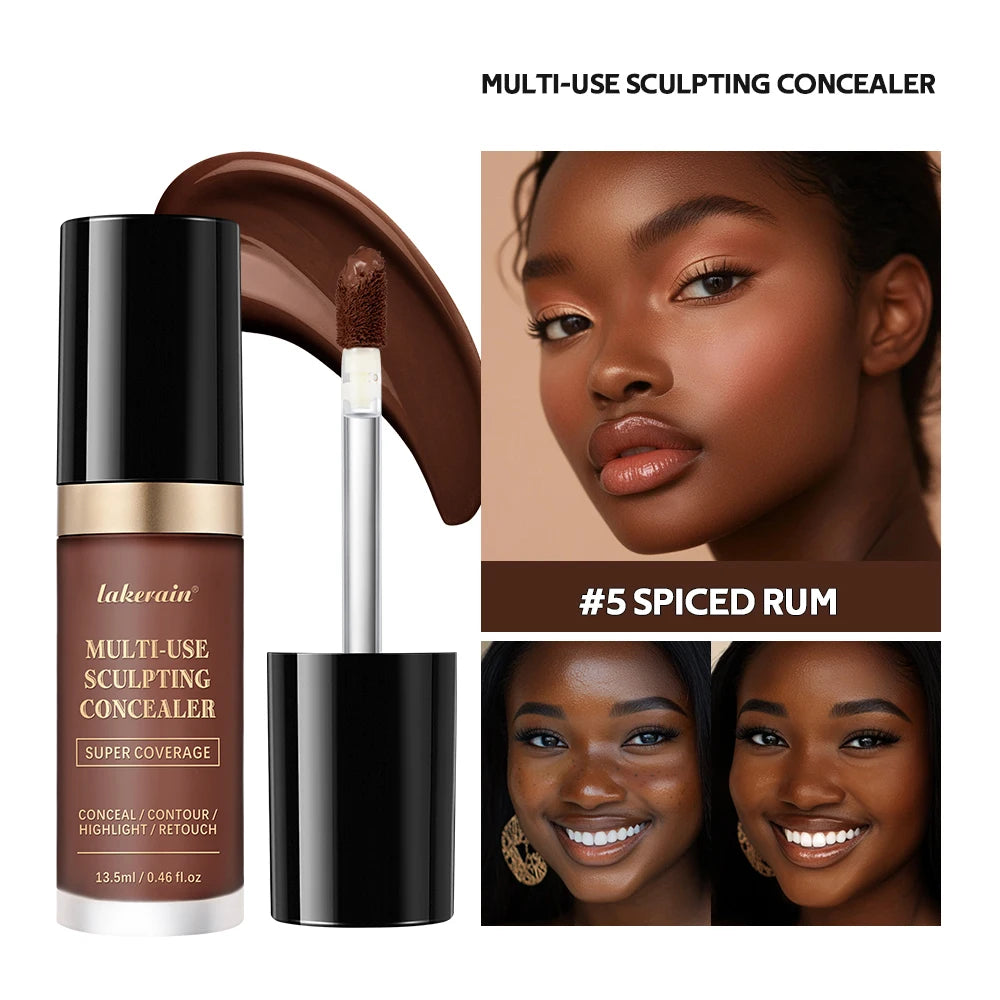 Long-lasting Coverage Concealer Matte Foundation Multi-Use Cream Oil Free Highlight and Retouch Face Makeup Products for Women HIP 5SPICED RUM