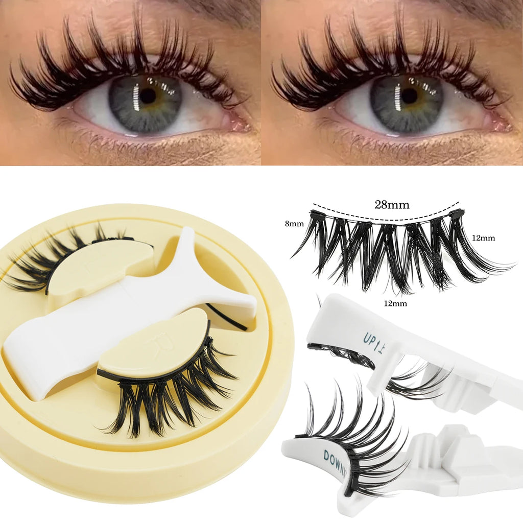 Hot Magnetic Eyelashes Set 1 Pair Reusable No Glue Needed False Eyelashes with Magnetic Tweezers Curly Faux Lashes Makeup Tool HIP 1Pair LZ35