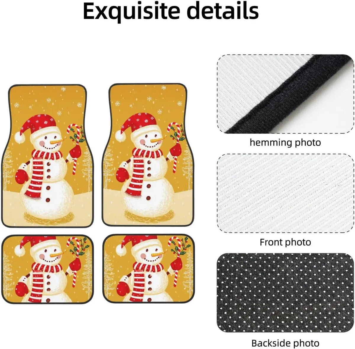 Christmas Snowman Car Floor Mats – 4-Piece All Weather Set Automotive Floor Mats HIP