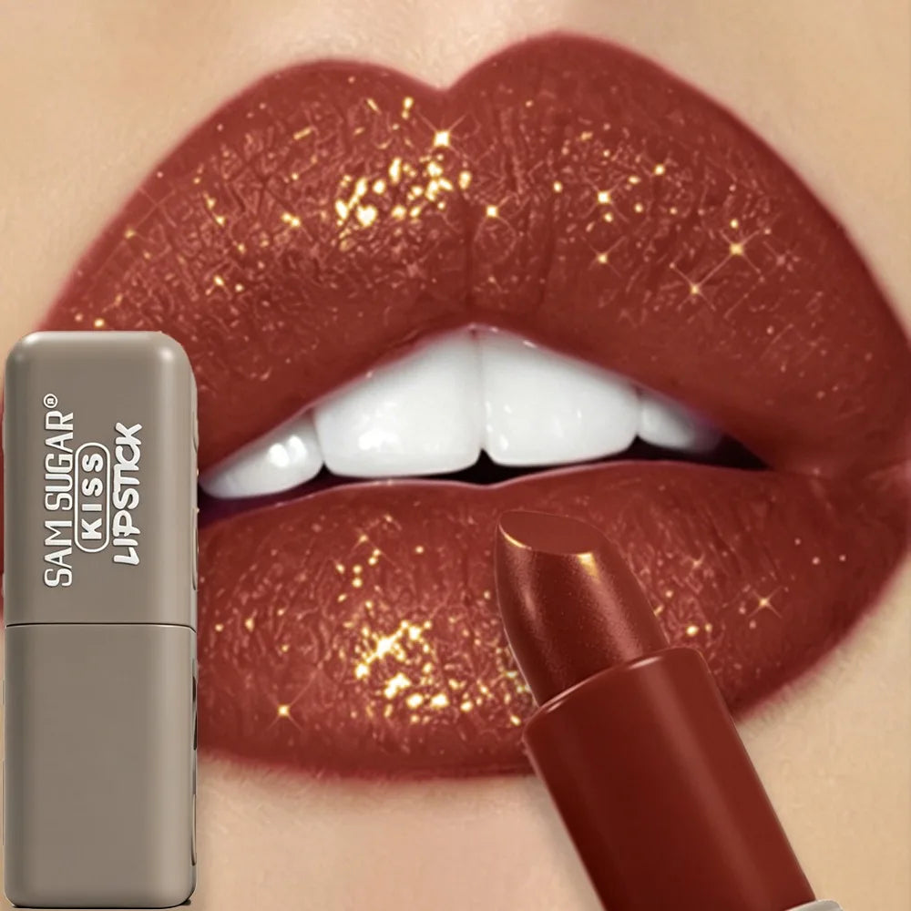 Carved Pearlescent Lipstick Fine Shimmer Matte Balm Hydrating High Pigment Long Wear Metallic Lip Gloss Daily Lip Cosmetics HIP 02