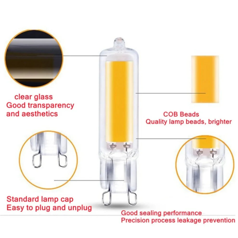10-Pack G9 LED COB Bulbs 7W–15W 220V Super Bright Glass Lamp LED Light Bulbs HIP
