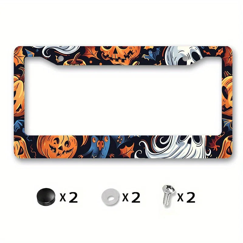 Halloween Aluminum License Plate Frame 6.3x12.2 In. + Screws License Plate Frame HIP Grass Green