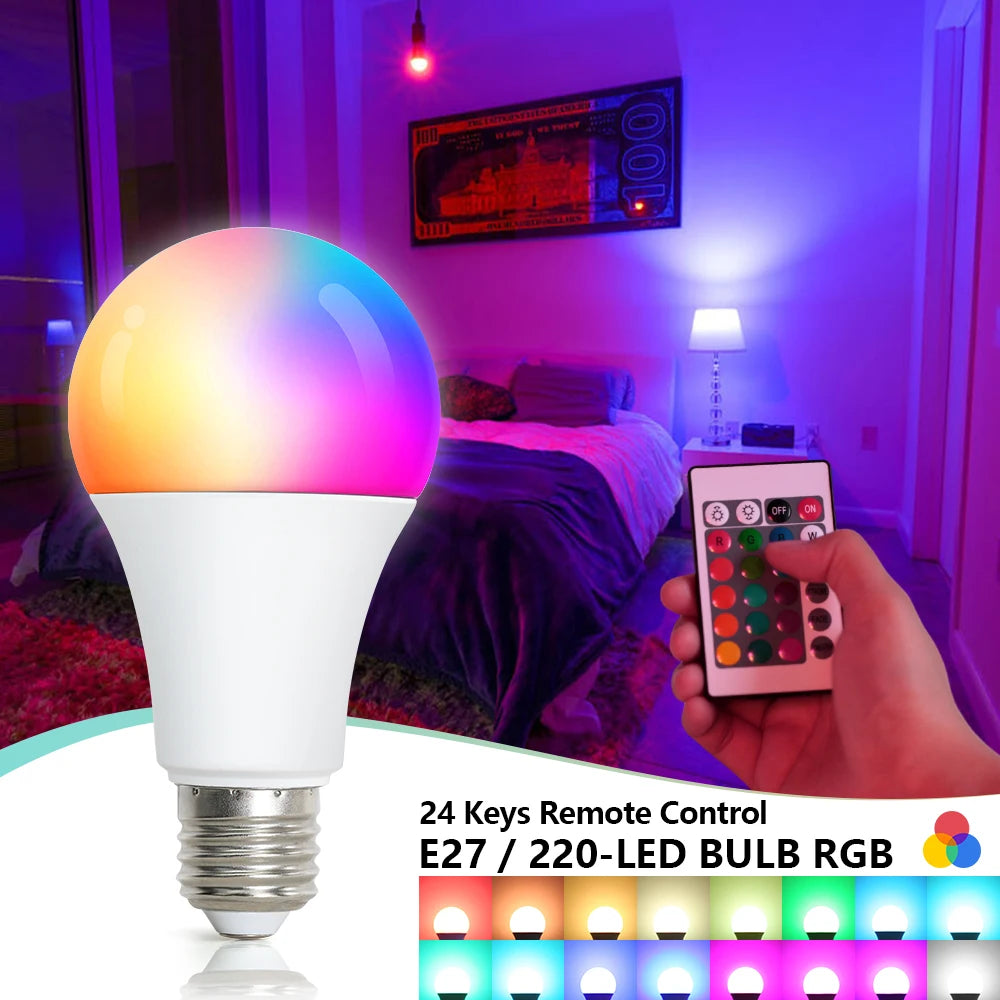 E27 RGBW LED Bulb 5W–15W with IR Remote | Color Changing RGBW LED Bulb HIP