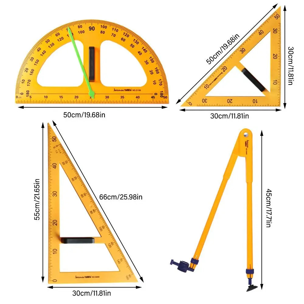 Large Triangular Ruler & Angle Protractor – Math Teaching Tool Geometry Teaching Ruler HIP