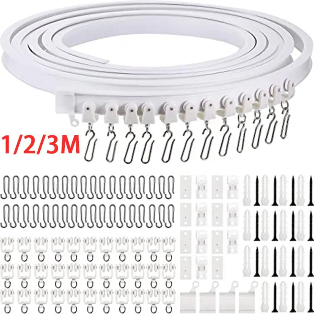 Bendable Curtain Track White – Nano Silent Plastic Rail System Curtain Track Rail HIP