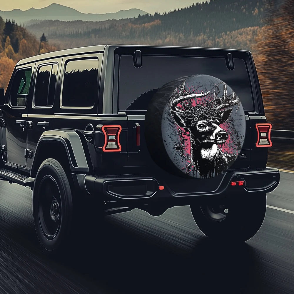 Gothic Deer Head Spare Tire Cover – Off-Road Wheel Protector Spare Tire Cover HIP