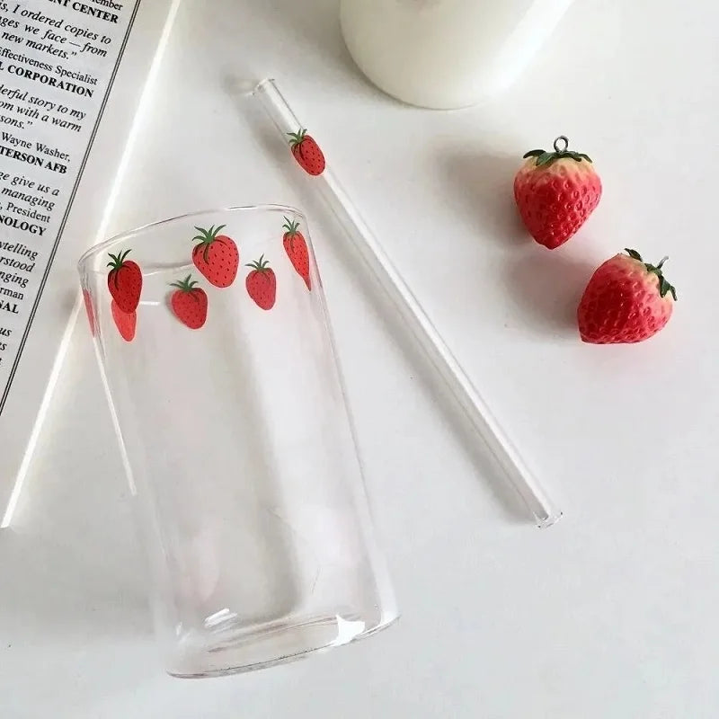 300ml Strawberry Glass Cup – Heat & Cold Resistant Drinkware Glass Drinkware Cup HIP