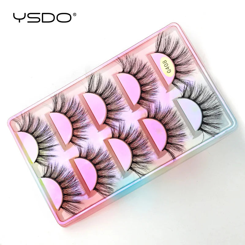 YSDO Eyelashes 3/5 Pairs Natural Long 3D Mink Lashes Fluffy Volume Mink False Eyelashes Cruelty Free Wispy Lashes Makeup Cilios HIP 5pairs-G408CS