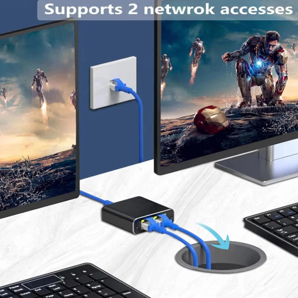 Network Cable Splitter With One To Two Simultaneous Internet Access, Rj45 Splitter With One To Two Switch, Ethernet Port Gigabit HIP