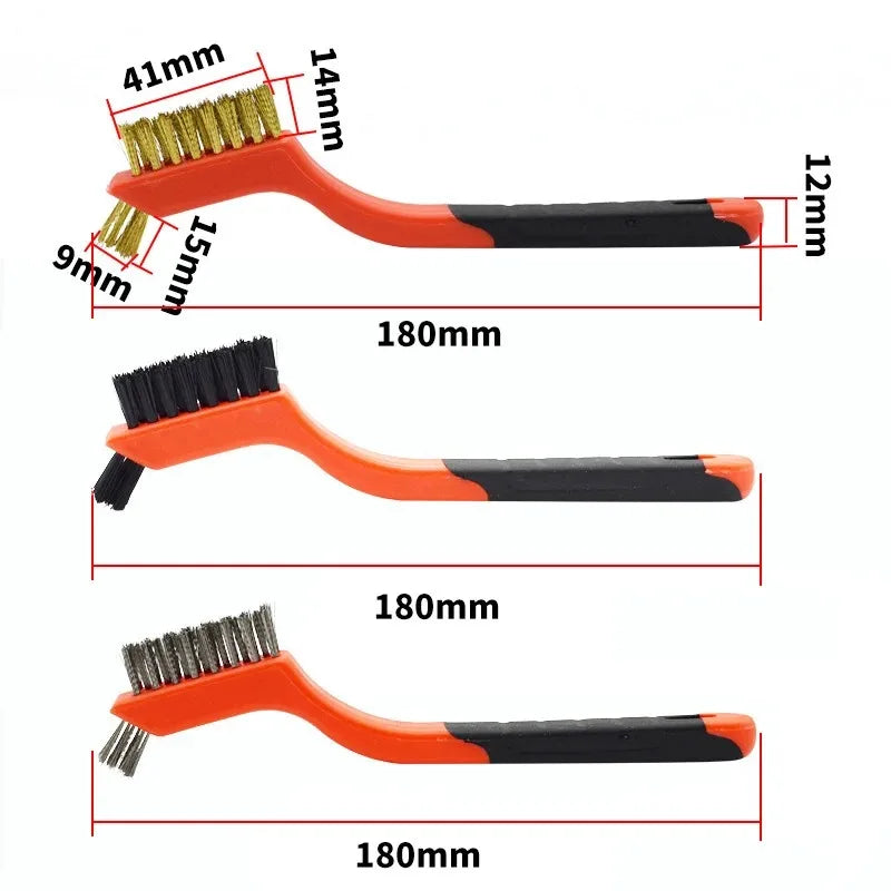 3-Piece Wire Brush Set – Brass, Stainless Steel & Nylon Wire Brush Set HIP