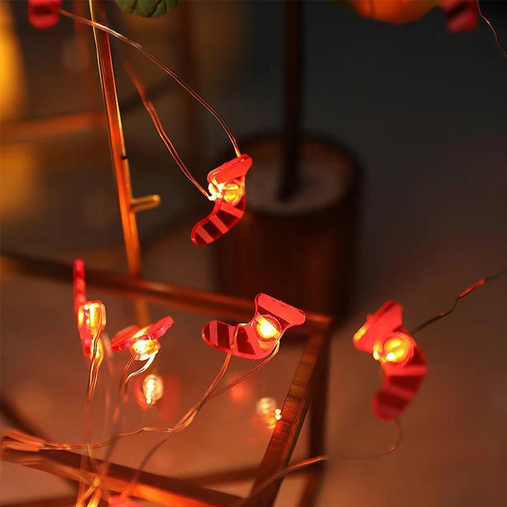 Christmas LED String Light Santa Claus Gingerbread Man Xmas Tree Ornament Christmas Decoration For Home New Year Party Kids Gift HIP