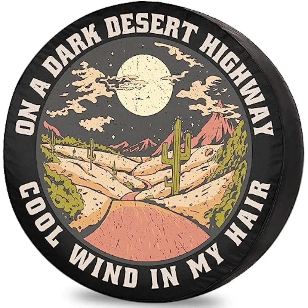 Dark Desert Highway Spare Tire Cover – Polyester RV SUV Truck Spare Tire Cover HIP Acquiesce 14 in