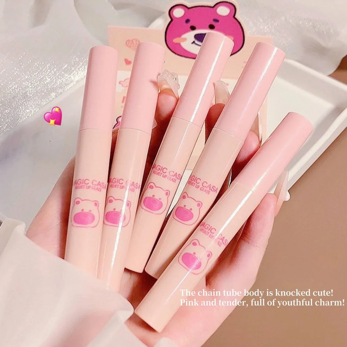 MAGIC CASA 5-Pc Matte Liquid Lipstick Set – Pink & Brown Matte Lip Glaze Set HIP