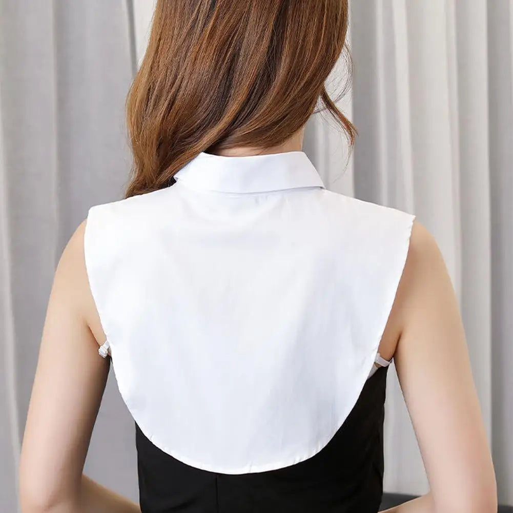 Fake Collar Detachable Collar for Girls Shirts Half False Blouse Baccalaureate Gown Tops Solid Color False Collar White/Black HIP