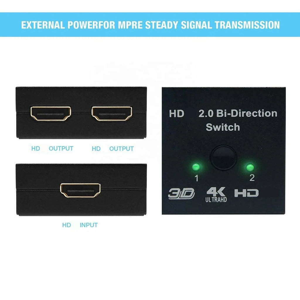4K HDMI Bidirectional Switch Splitter 2-In-1-Out Adapter HDMI Switch Splitter HIP