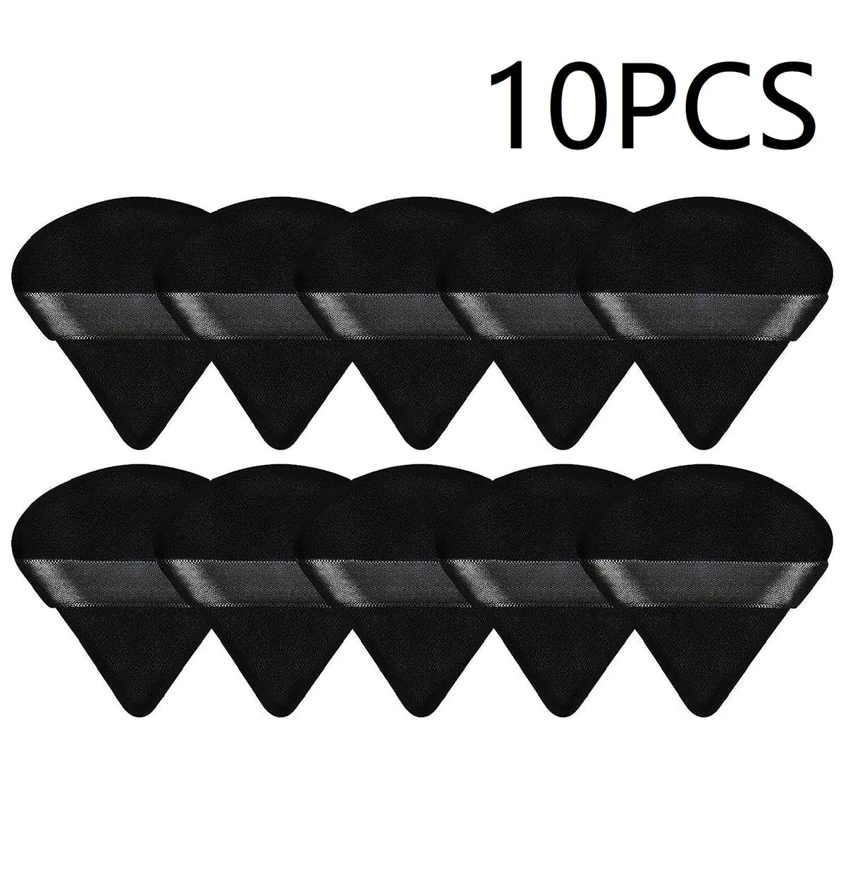 Velvet Triangle Powder Puff Set – Soft Washable Makeup Sponge Makeup Powder Puff HIP C533-black 10pcs