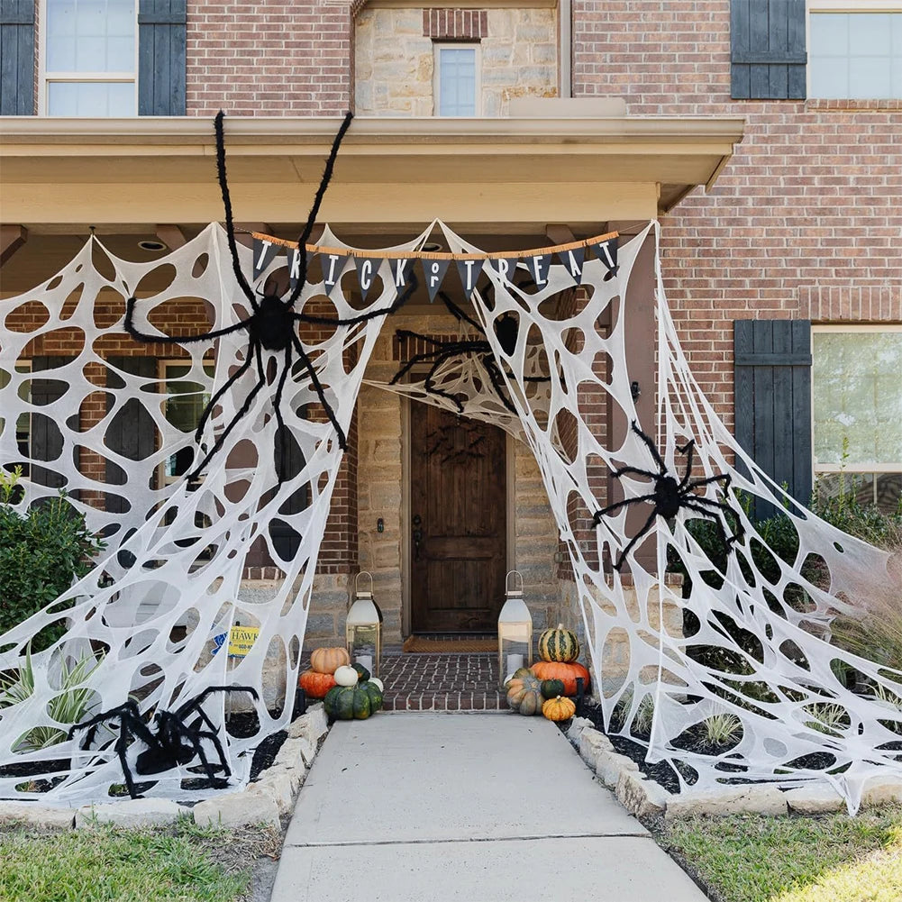 1Set 2/4m Halloween Decorations Outdoor Spider Web Giant Stretchy Netting Spider Webbing Ripped Cobweb Haunted House Prop Decor HIP