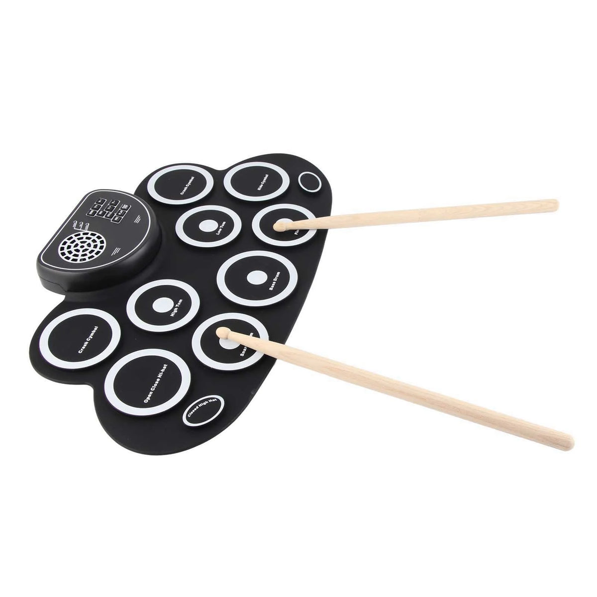Drum Pads with Speakers Roll Up Drum Set Electronic Drum Set USB Rechargeable Speaker Kids Roll Up Drum Practice Pad White HIP