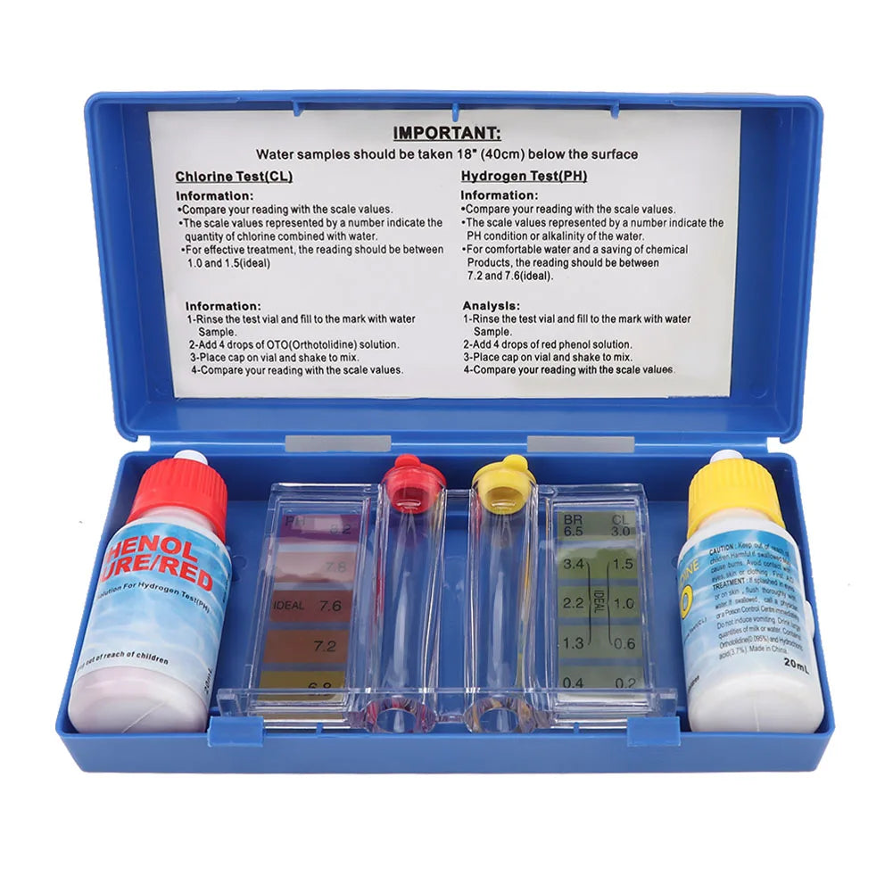 Pool Chlorine Test Kit Water Quality Test Box PH Chlorine Testing Kit Water Quality Test Box Accessories for Swimming Pool HIP