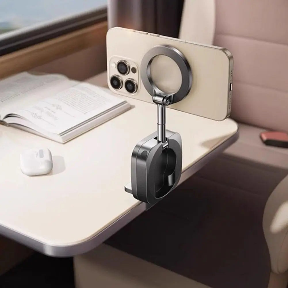 360 Rotate Foldable Mobile Stand Universal Magnetic Vacuum Adsorption Phone Holder For Car Airplane Desktop For iPhone 15 16 Pro HIP