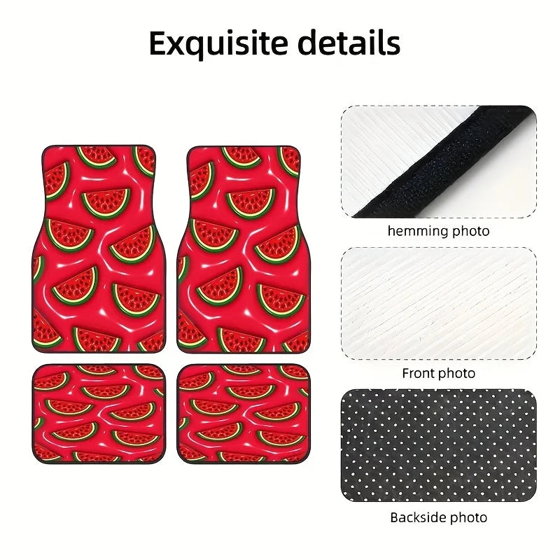4-Piece Watermelon Car Rubber Floor Mats – Anti-Slip Set Car Floor Mats HIP