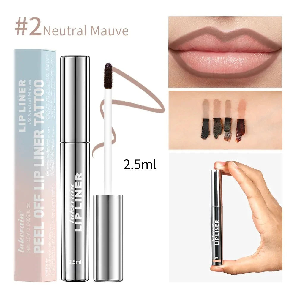 Waterproof Lip Liner Peel Off Tattoo Lipgloss Waterproof Long Lasting Matte Lip Tint Brown Contour Tear-off Lips Stain Cosmetics HIP 02