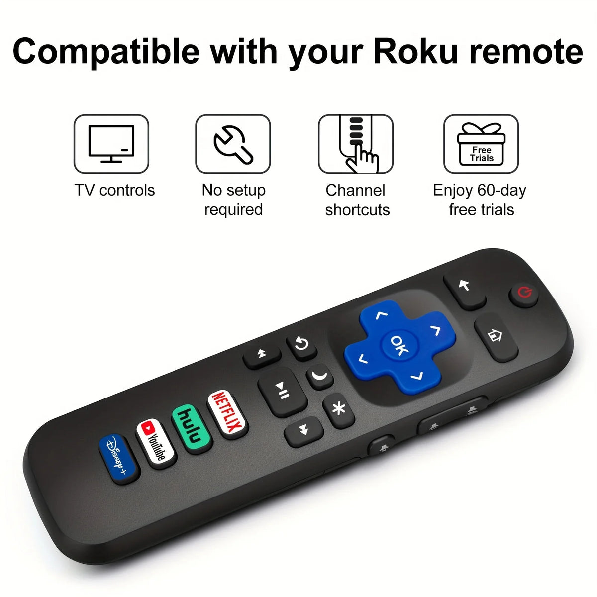 2-Pack Roku TV Remote – TCL, Hisense, Onn & Philips Compatible TV Remote Control HIP