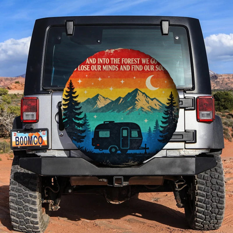 Vintage Forest Camper Spare Tire Cover – Retro Sunset RV SUV Spare Tire Cover HIP