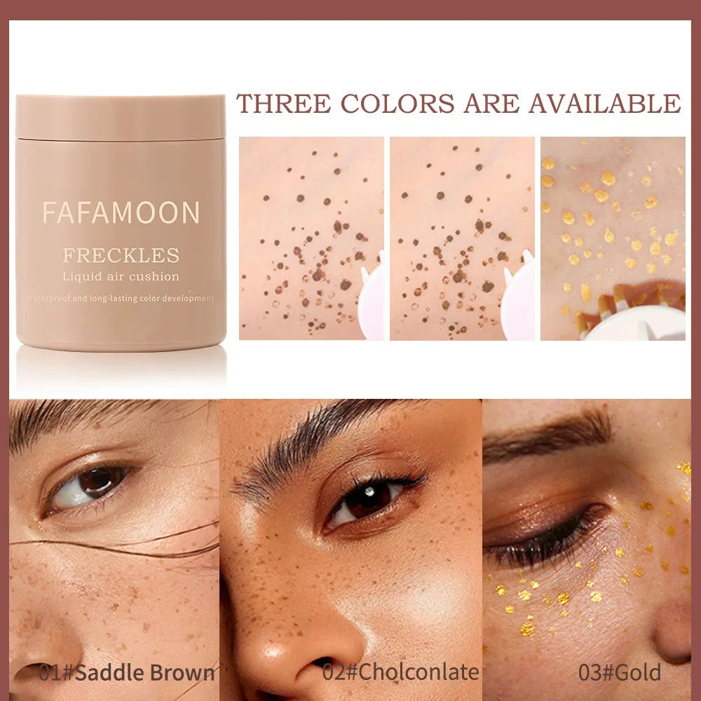 Gold Brown Natural Freckles Stamp Air Cushion Kit Simulation Fake Spot Freckle Liquid Powder Waterproof Long Lasting Makeup HIP