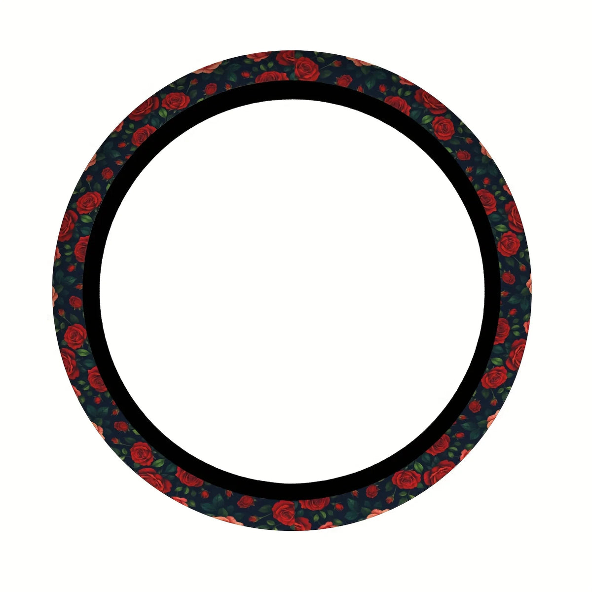 Neoprene Steering Wheel Cover 15 Inch – Red Rose + Cup Holders Steering Wheel Cover HIP