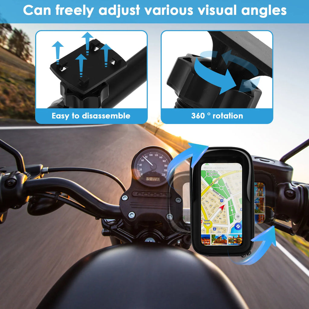 360° Waterproof Motorcycle Phone Holder Bag | Handlebar Pouch Motorcycle Phone Mount HIP