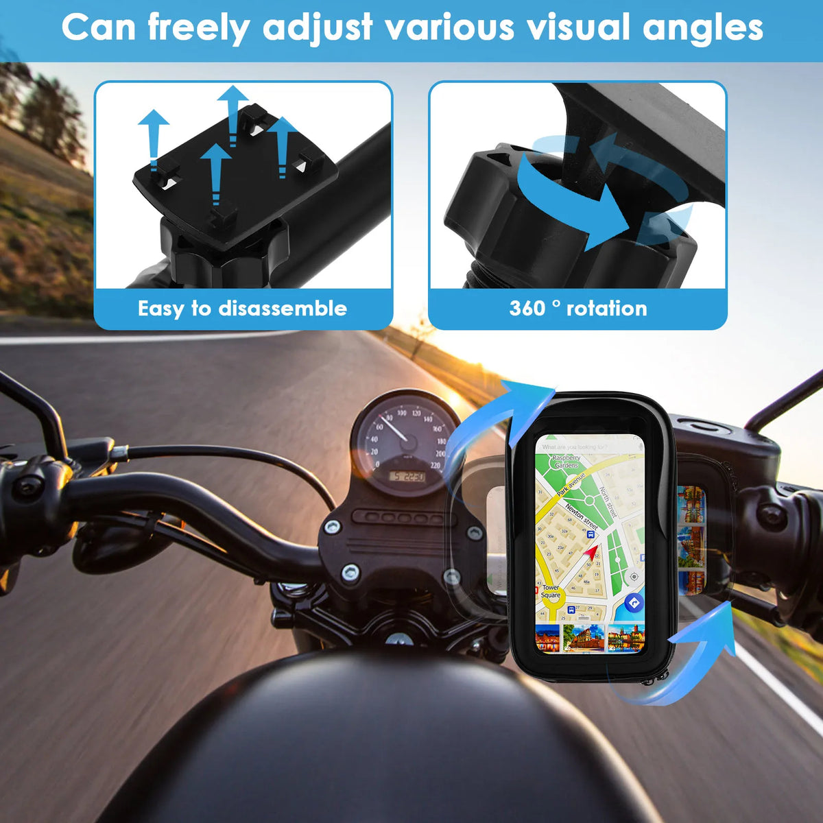 360° Waterproof Motorcycle Phone Holder Bag | Handlebar Pouch Motorcycle Phone Mount HIP